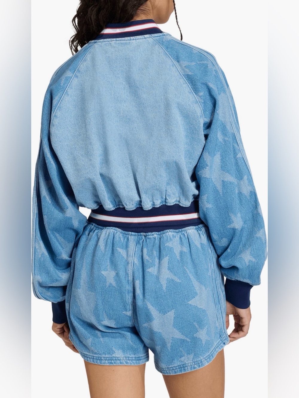 NWT adidas Originals SST Denim Graphic Varsity Bomber Jacket - Picture 4 of 8